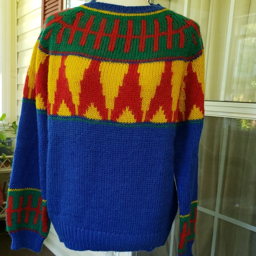 NELL FLOWERS Vintage 80s Colorful Wool Blend Sweater
